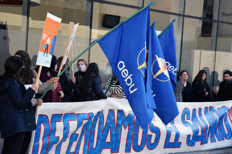 Movilización del sector financiero privado, ayer, frente al banco HSBC | Fotos: Santiago Gómez