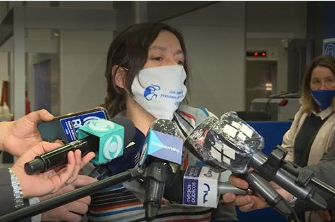 Lorena Lavecchia ayer, a la salida de la reunión con OPP. 